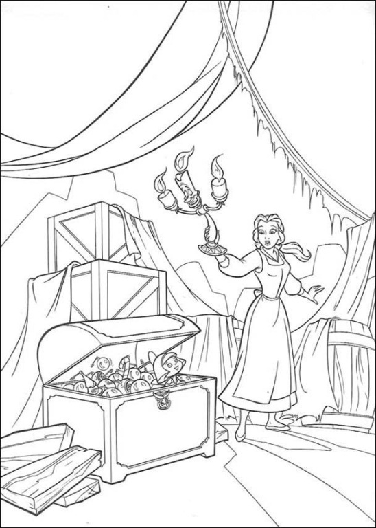 Belle Found Treasure 259c Beauty And Beast Disney Coloring Page