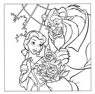 Belle Got Flower From Garden Coloring Page
