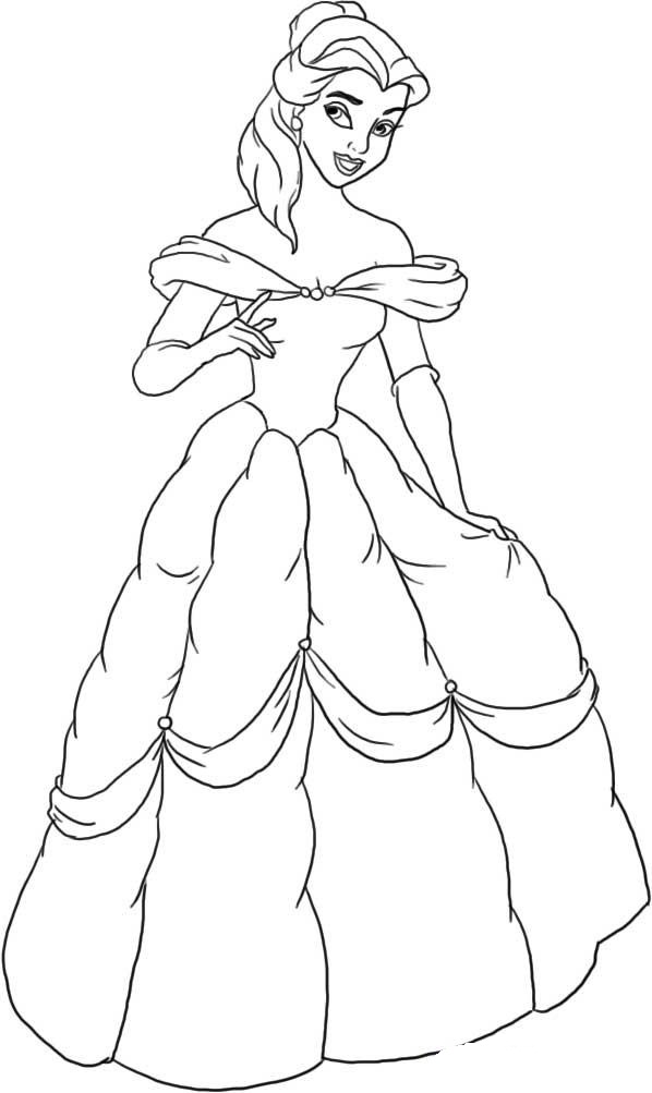 Belle In Night Gown 85e6 Beauty And Beast Disney Coloring Page