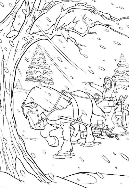 Belle In Snowy Day Disney Princess Coloring Page