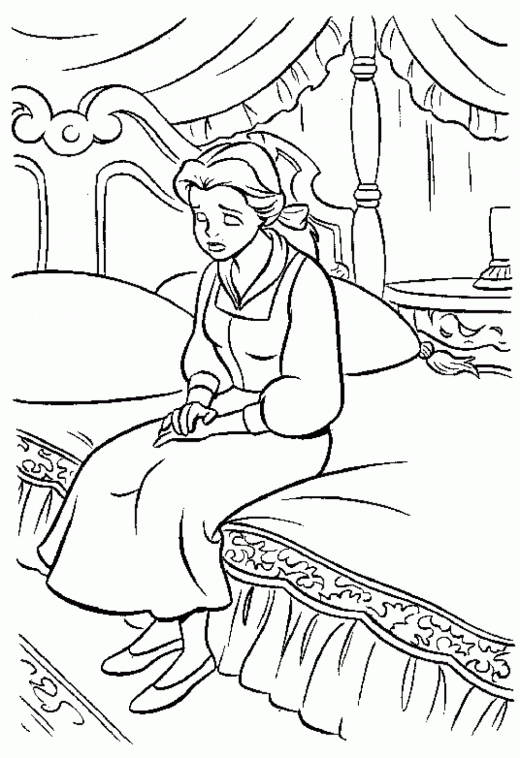 Belle Misses Her Father 1bc6 Beauty And Beast Disney Coloring Page