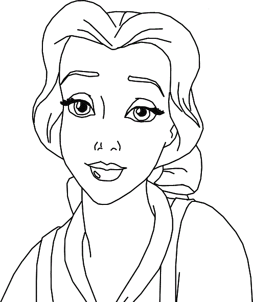 Belle Sad Face Disney Princess Coloring Page