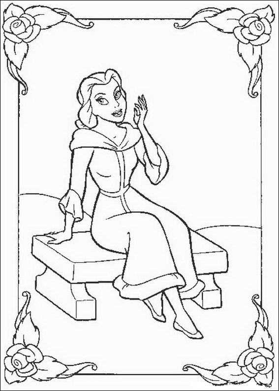 Belle Sitting In Winter Day Disney Princess 0686 Coloring Page