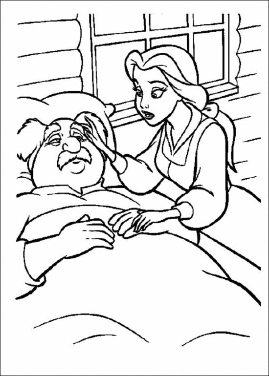 Belle Taking Care Of Her Father B4ef Beauty And Beast Disney Coloring Page