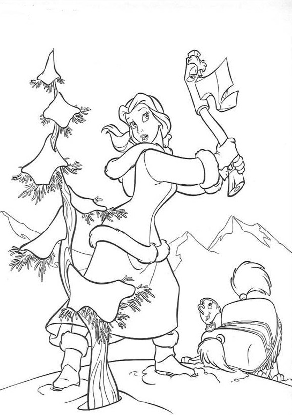 Belle Wants A Christmas Tree Coloring Page