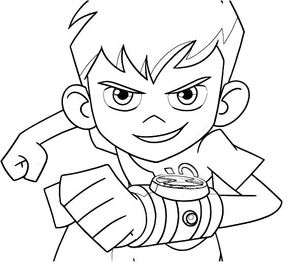 Ben 10 Laughing Coloring Page