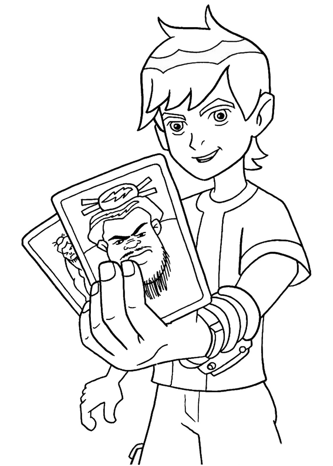 Ben With Sumo Cards Coloring Page