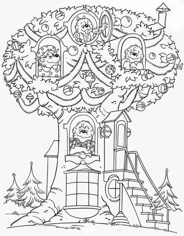 Berenstain Bears in Treehouse Coloring Page