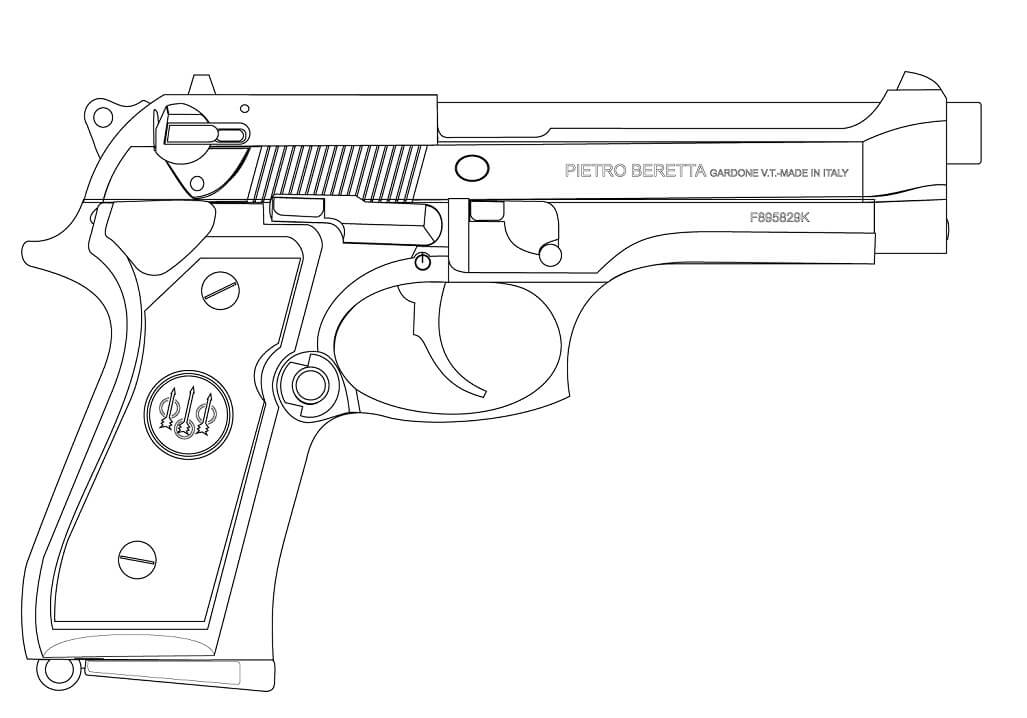 Beretta Pistol Coloring Page