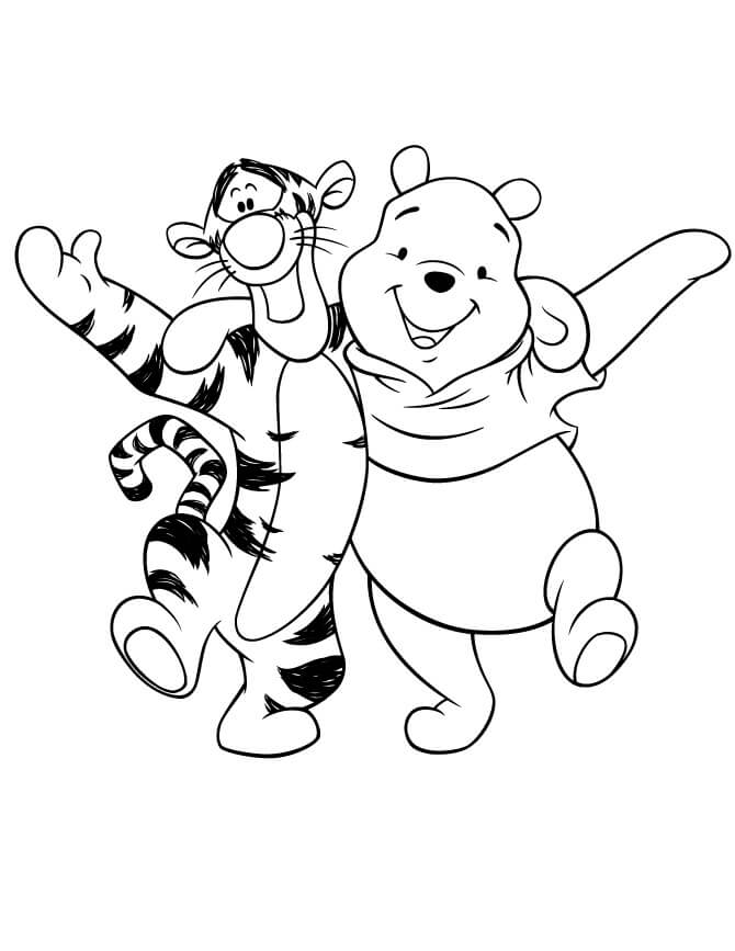 Best Friend Pooh and Tigger Coloring Page