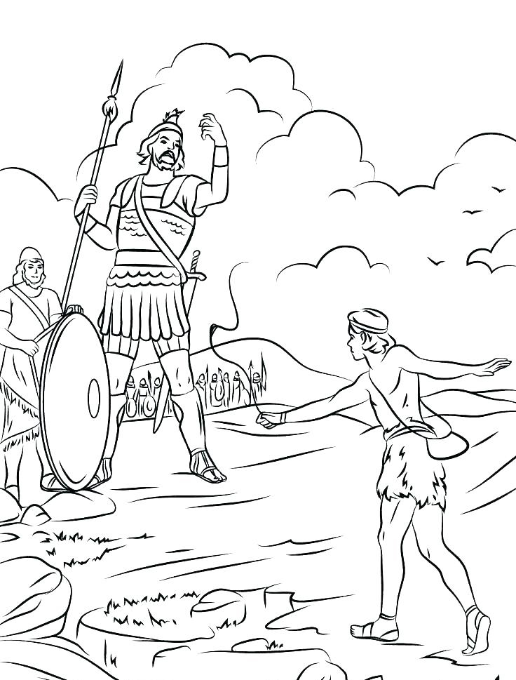 Bibles David and Goliath Coloring Page