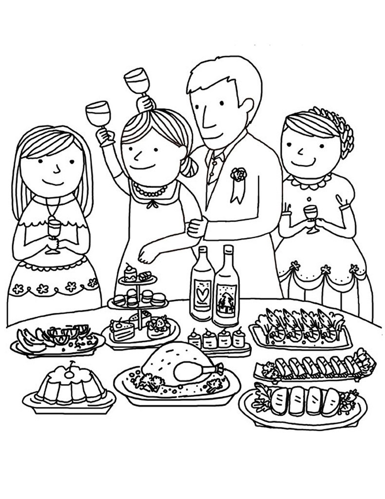 Big Thanksgiving Dinner Coloring Page