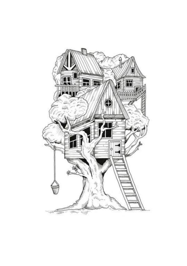 Big Treehouse Coloring Page