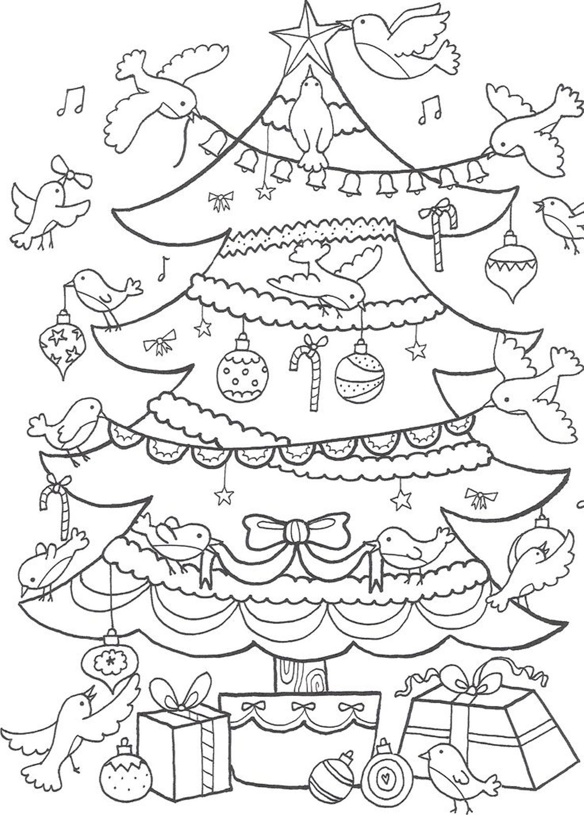Birds Decorating Christmas Tree