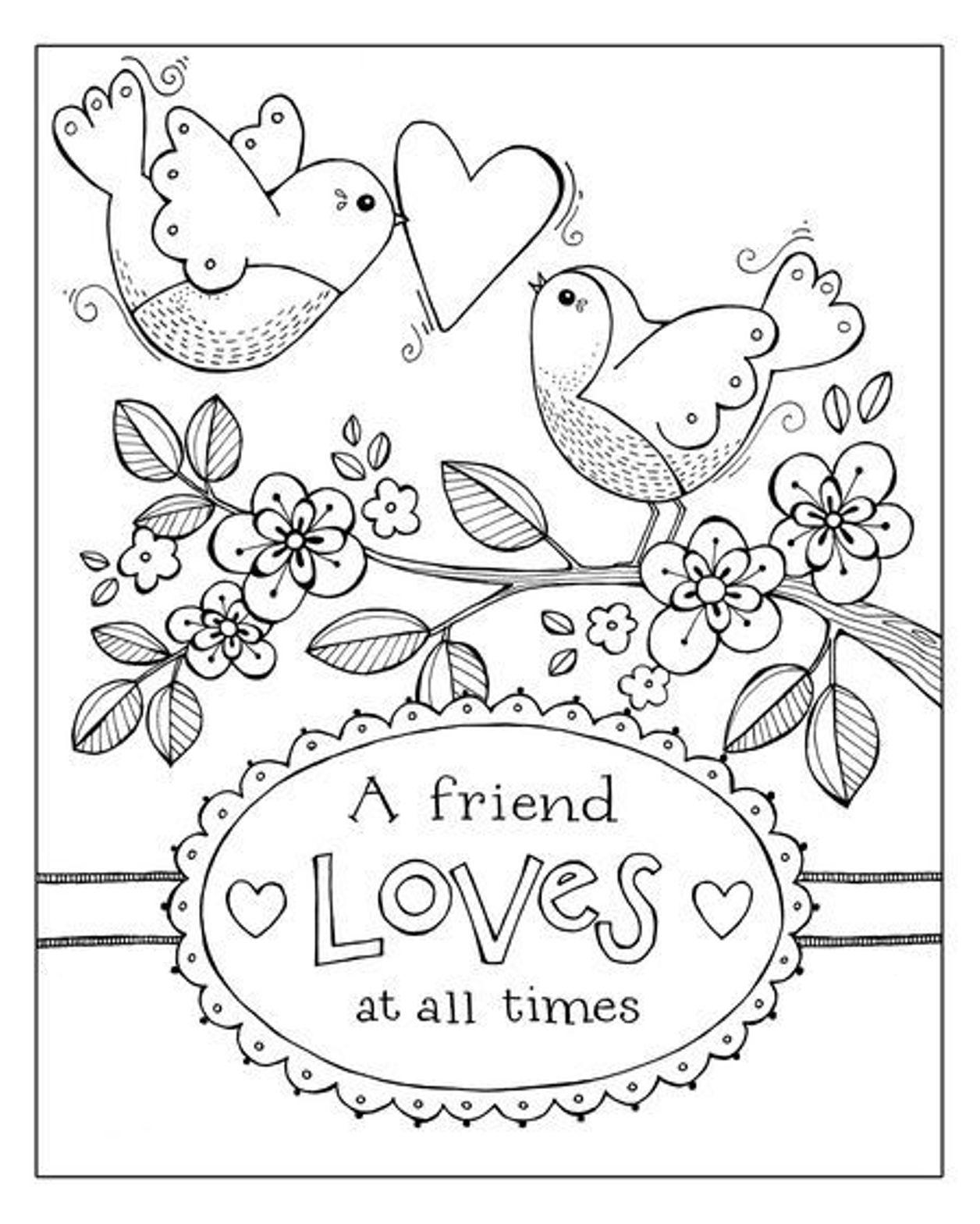 Birds Valentine 5121 Coloring Page