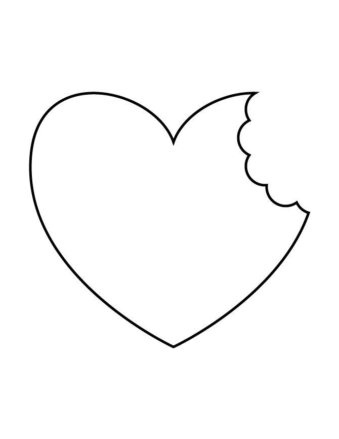 Bitten Heart Stencil Coloring Page