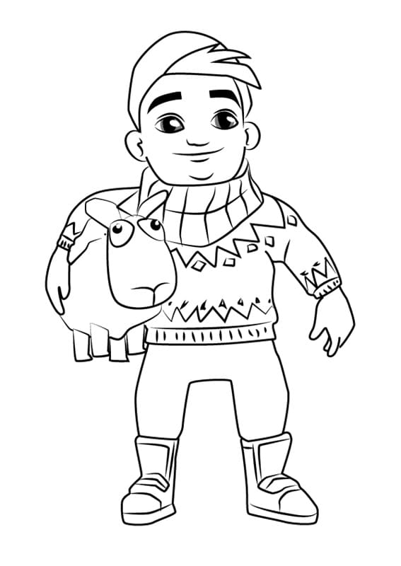 Bjarki from Subway Surfers Coloring Page