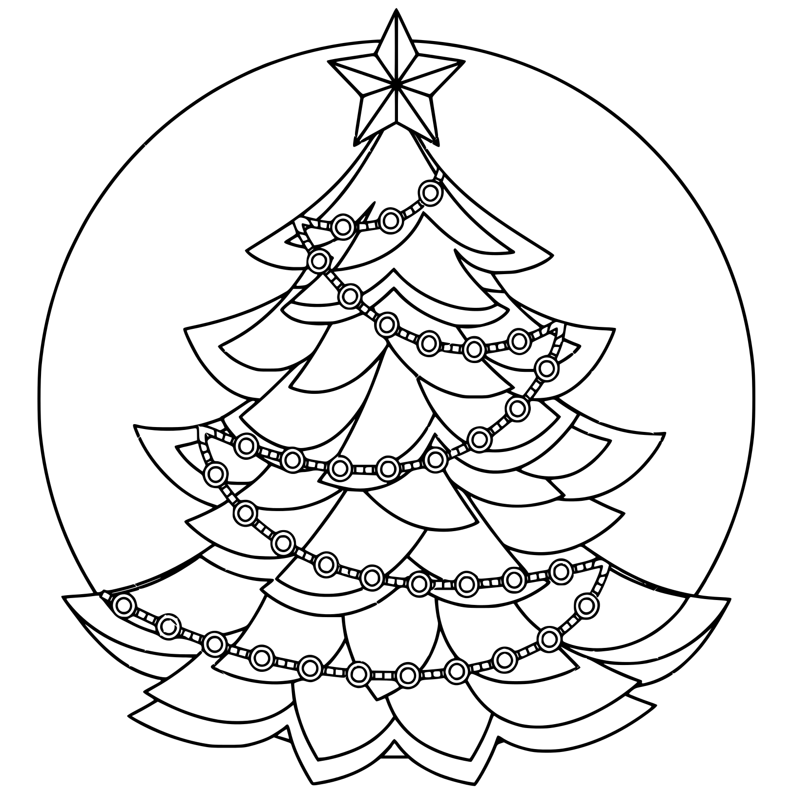 Black And White Christmas Tree Holiday Coloring Page