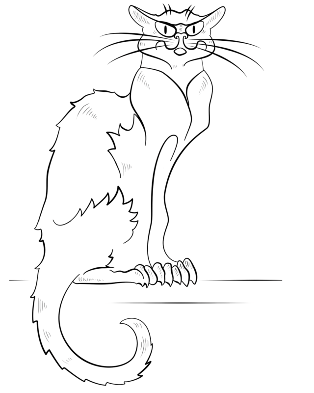 Black Cat Halloween Coloring Page