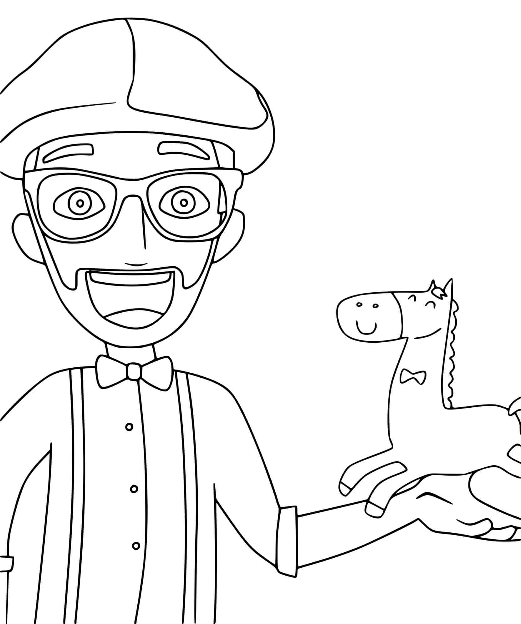 Blippi With A Horse Toy