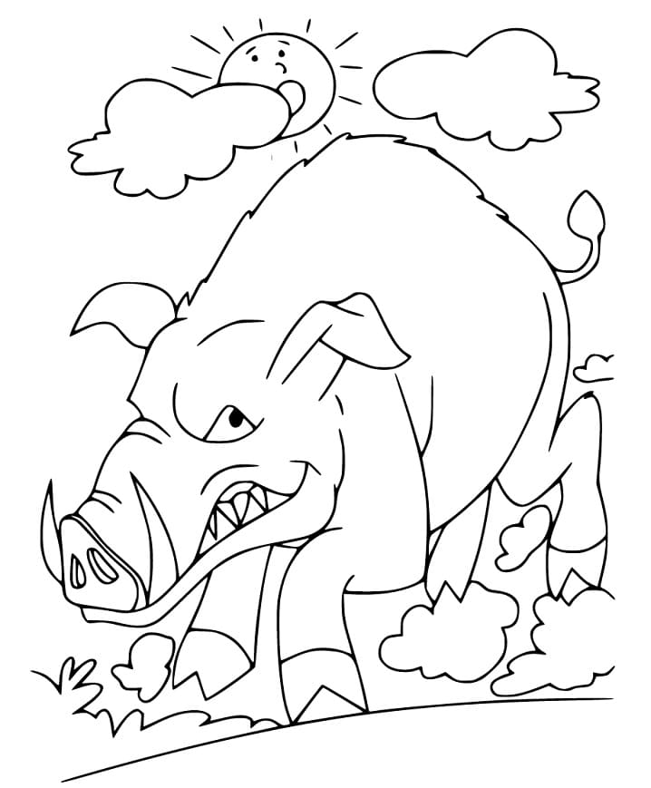 Boar is Angry Coloring Page