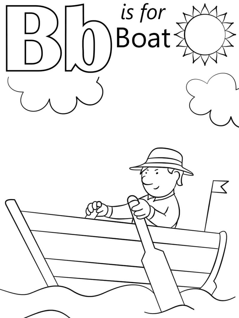 Boat Letter B Coloring Page