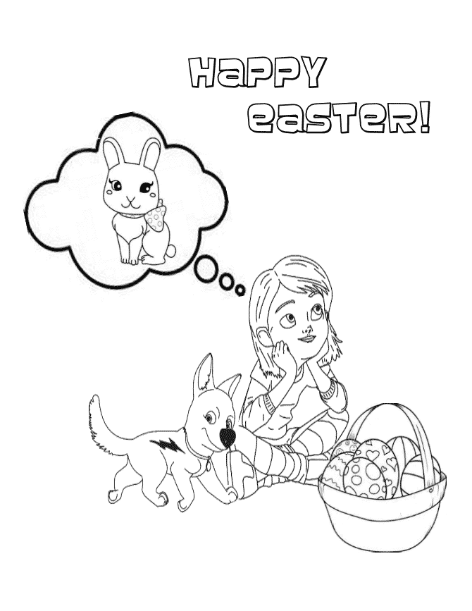 Bolt And Easter Bunny Coloring Page