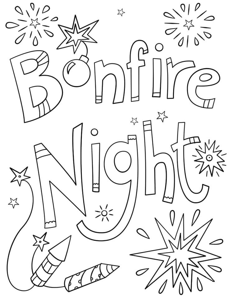 Bonfire Night Coloring Page
