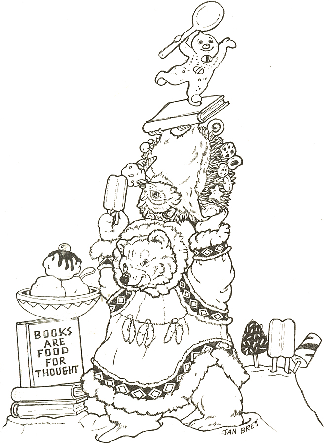 Books Are Food For Thought Coloring Page By Jan Brett
