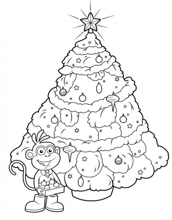 Boots Christmas Tree Coloring Page