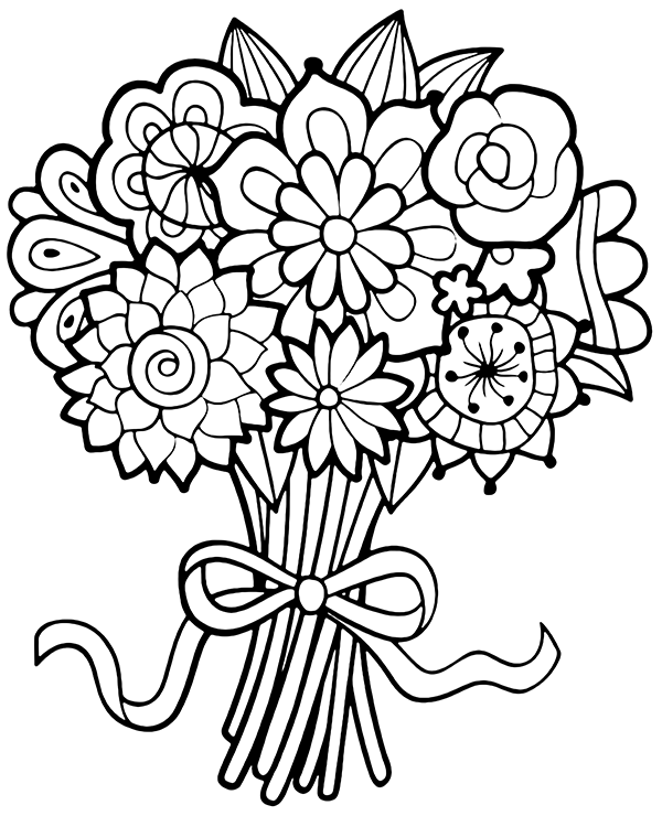 Bouquet Of Flowers Coloring Page