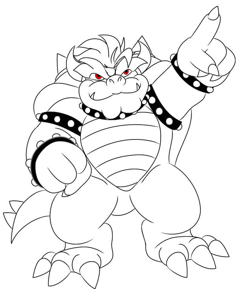 Bowser is Pointing Coloring Page