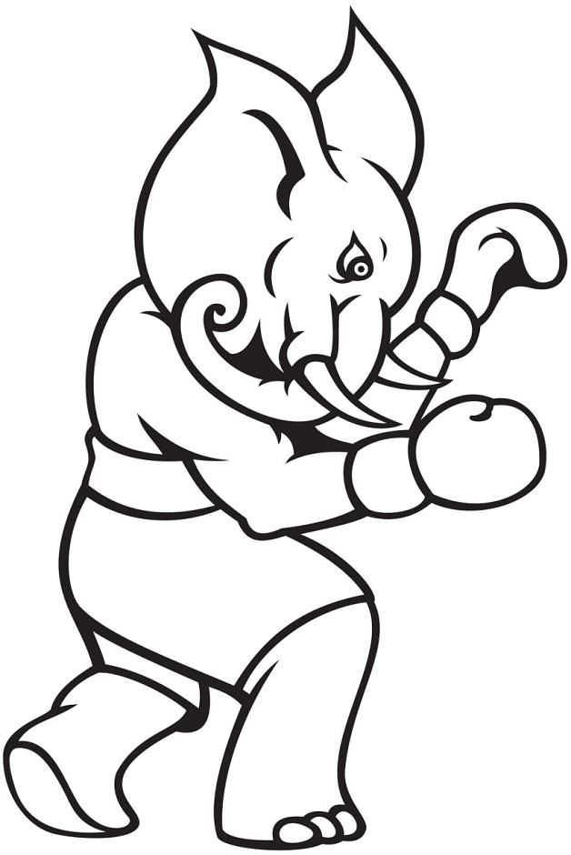 Boxing Elephants Coloring Page