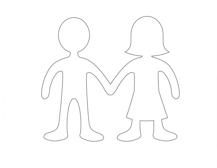 Boy and Girl Paper Doll Template Coloring Page