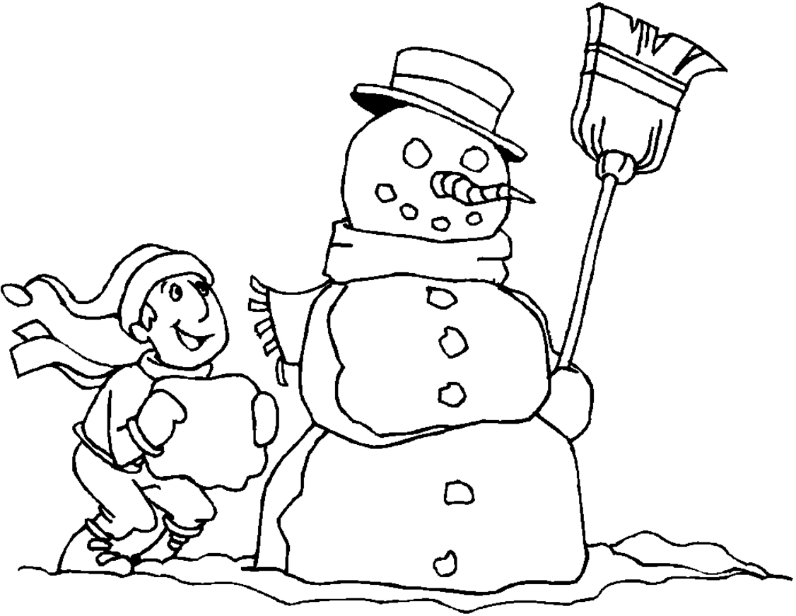 Boy And Snowman S To Print 7987 Coloring Page