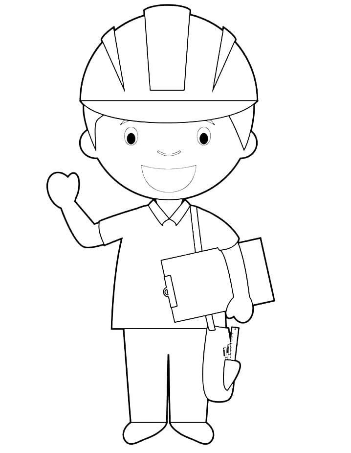 Boy Engineer Coloring Page