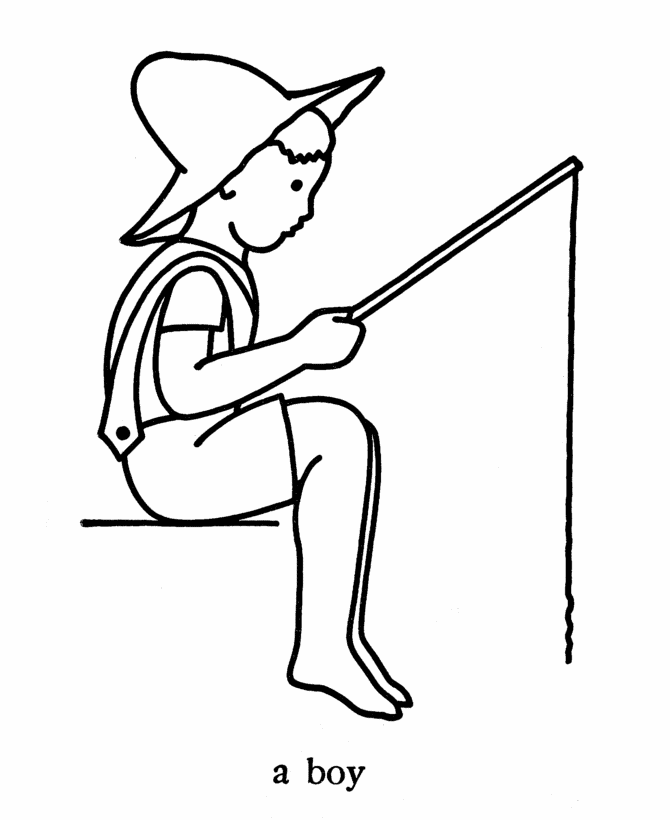 Boy Fishings Coloring Page