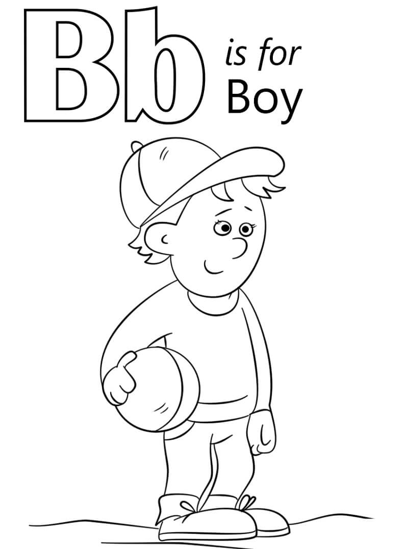 Boy Letter B Coloring Page