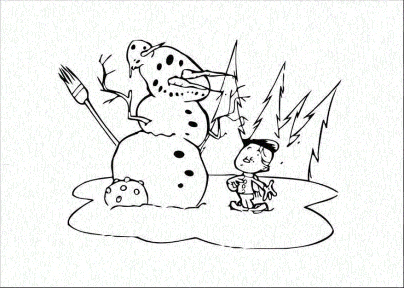 Boy Make Snowman S Winter 3aca Coloring Page