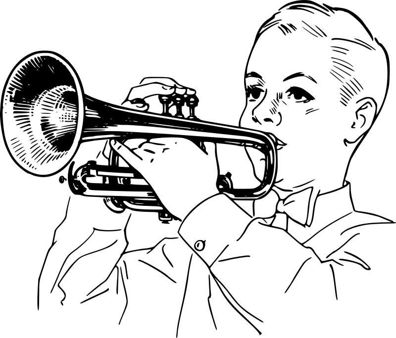 Boy Playing Trumpet Coloring Page