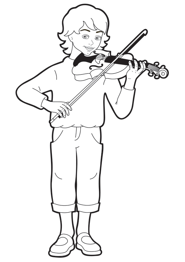 Boy Playing Violin Coloring Page