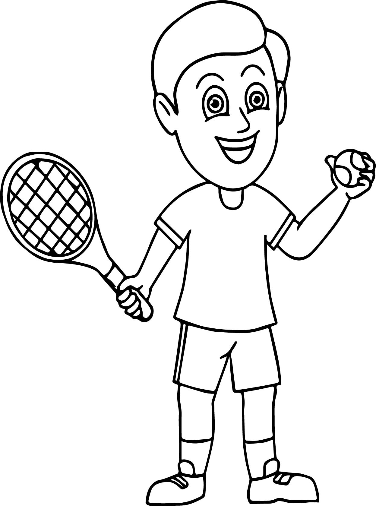 Boy Ready To Serve Tennis Coloring Page