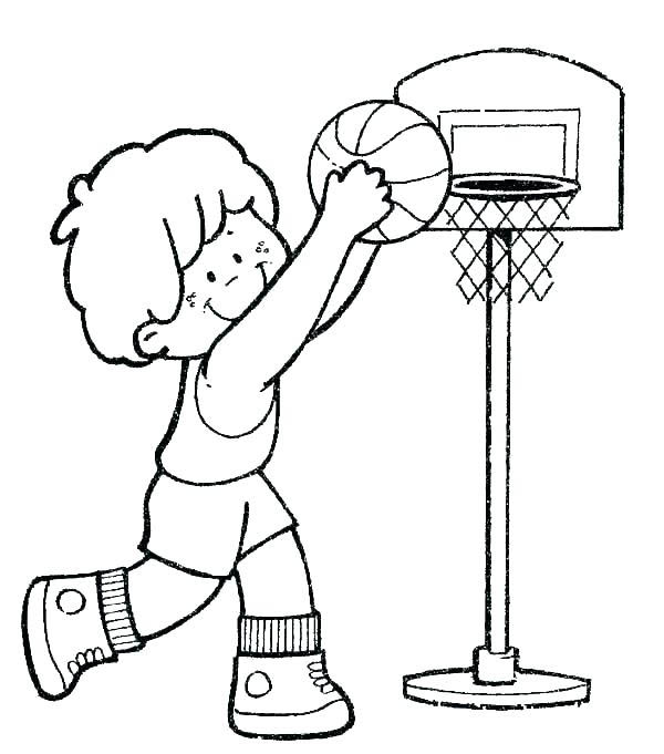 Boy Shooting A Basketballs Coloring Page