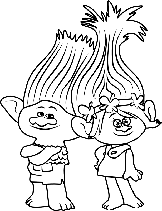 Branch And Princess Poppy Coloring Page