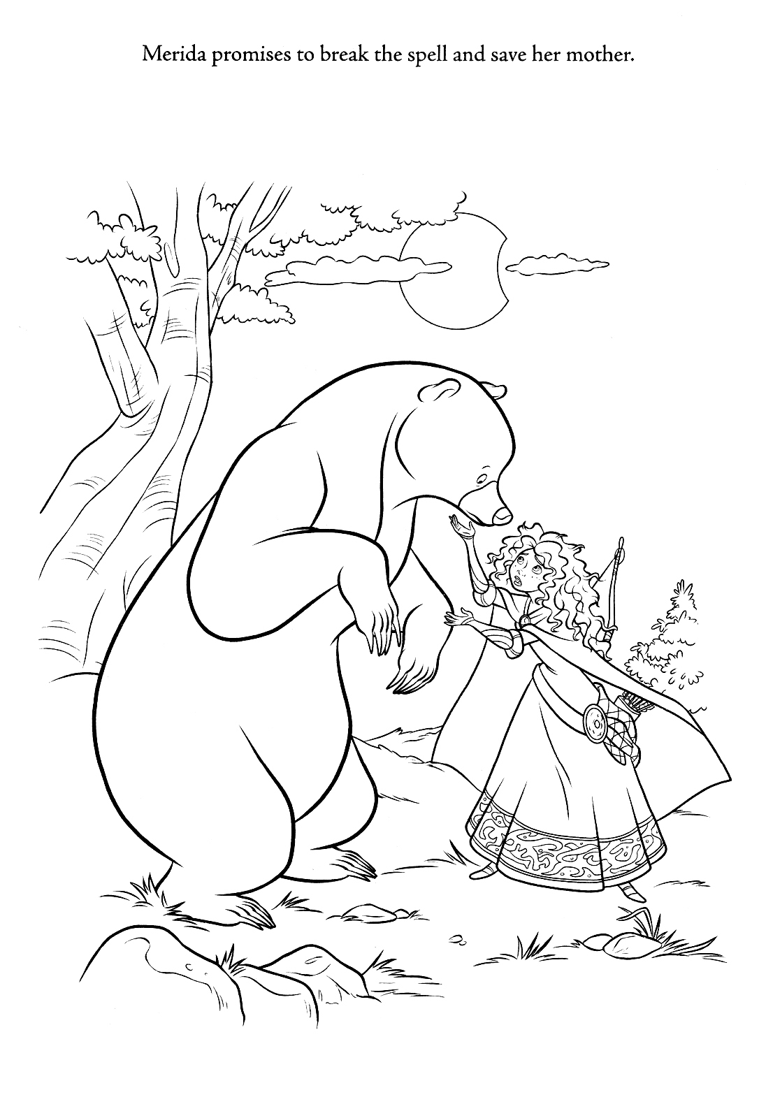 Braves – Merida and Mother Bear Coloring Page
