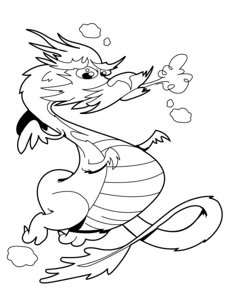 Breath Chinese Dragon Coloring Page