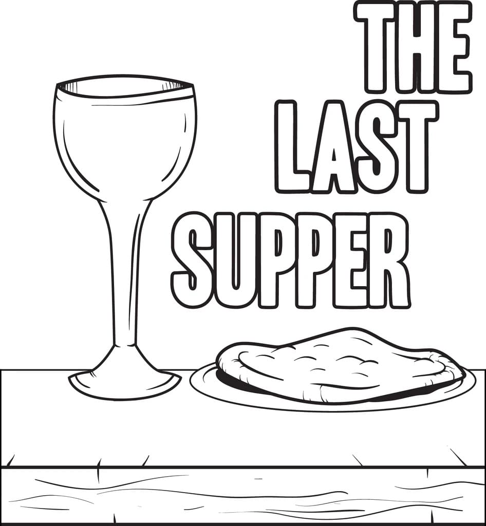 Cool Bred and Wine of Last Supper Coloring Page