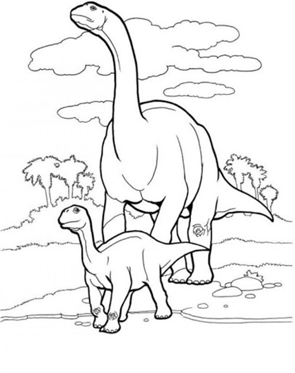 Brontosaurus Family Coloring Page
