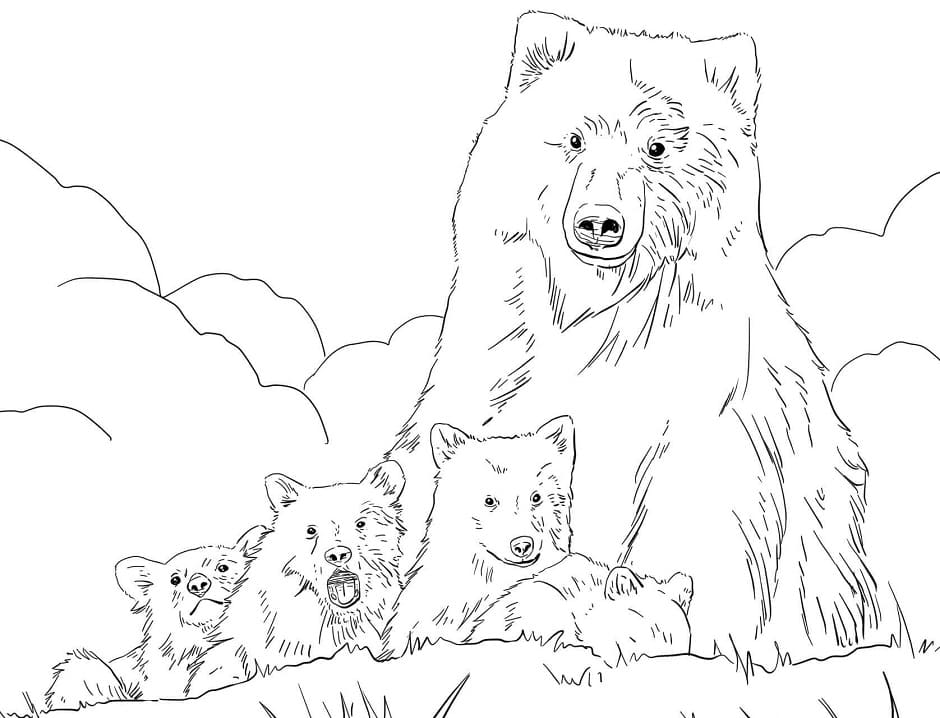 Brown Bears 1 Coloring Page