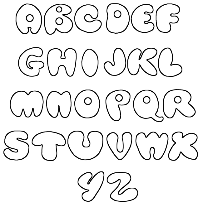 Bubble Letters Az Simple Coloring Page